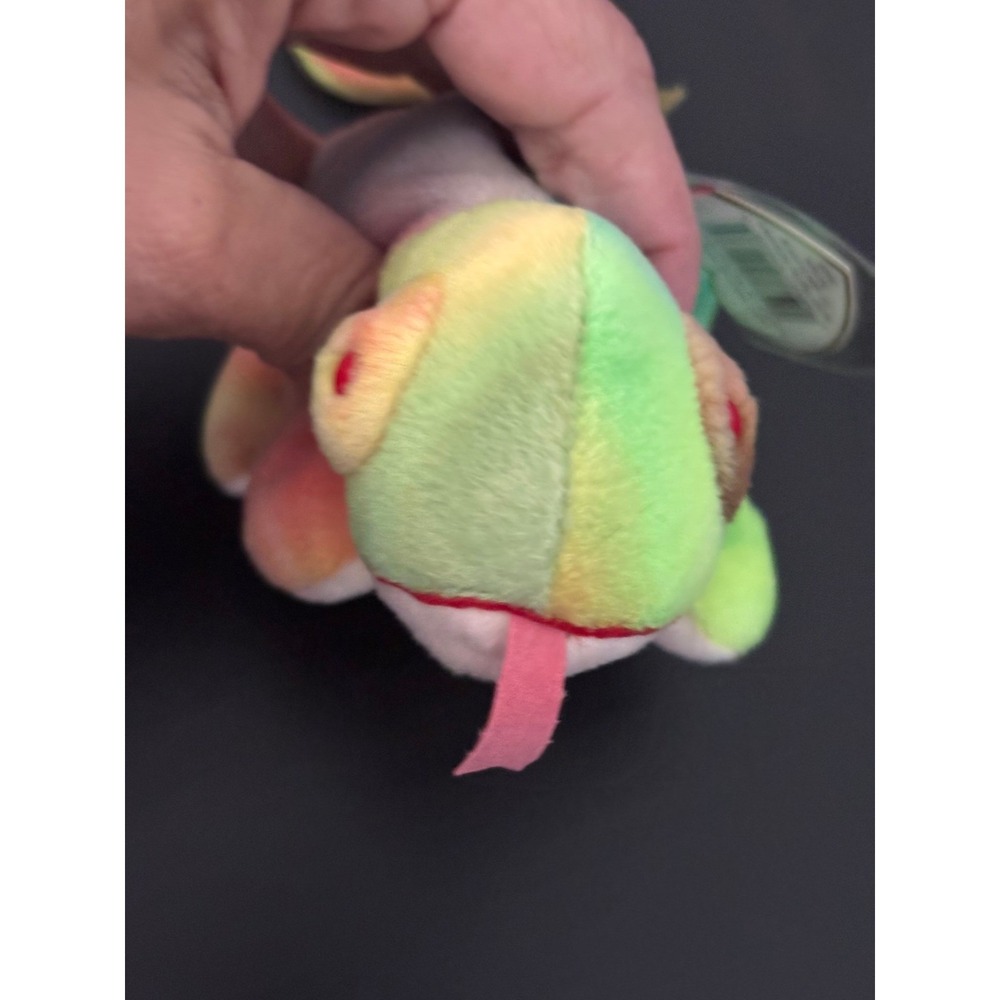 Ty Beanie Babies Iggy the Iguana Rainbow Tie Dye Plush Lizard 1997 Vintage
